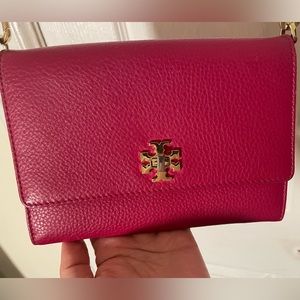 Tory Burch pink clutch with chain